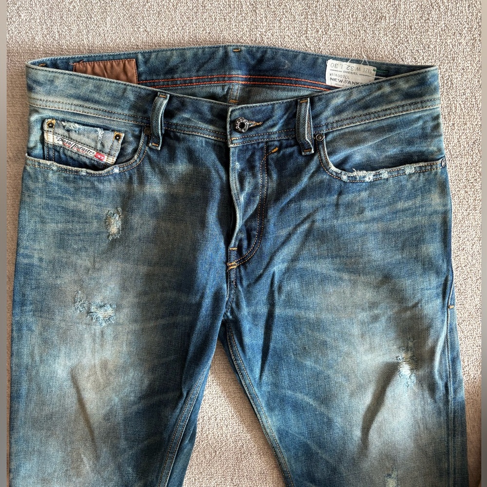 Diesel New-Fanker Blue Denim with Orange Accents